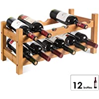 Homfa Botellero Vino Estantería de Vino Estante del Vino para Salón Cocina Comedor para 12 Botellas de 2 Niveles Bambú…
